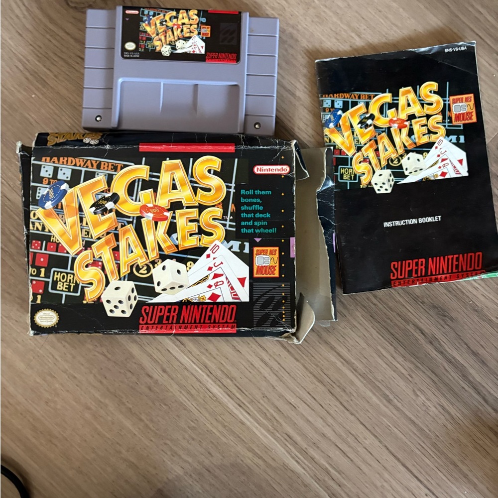 Vegas Stakes (Super Nintendo, 1993) Tested - Manual & Box Included